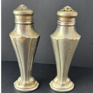 Vintage Art Deco Lesco Nickel Silver Salt & Pepper Shakers